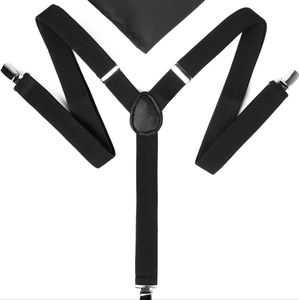 Black Umo Lorenzo Clip-On Elastic Suspenders
